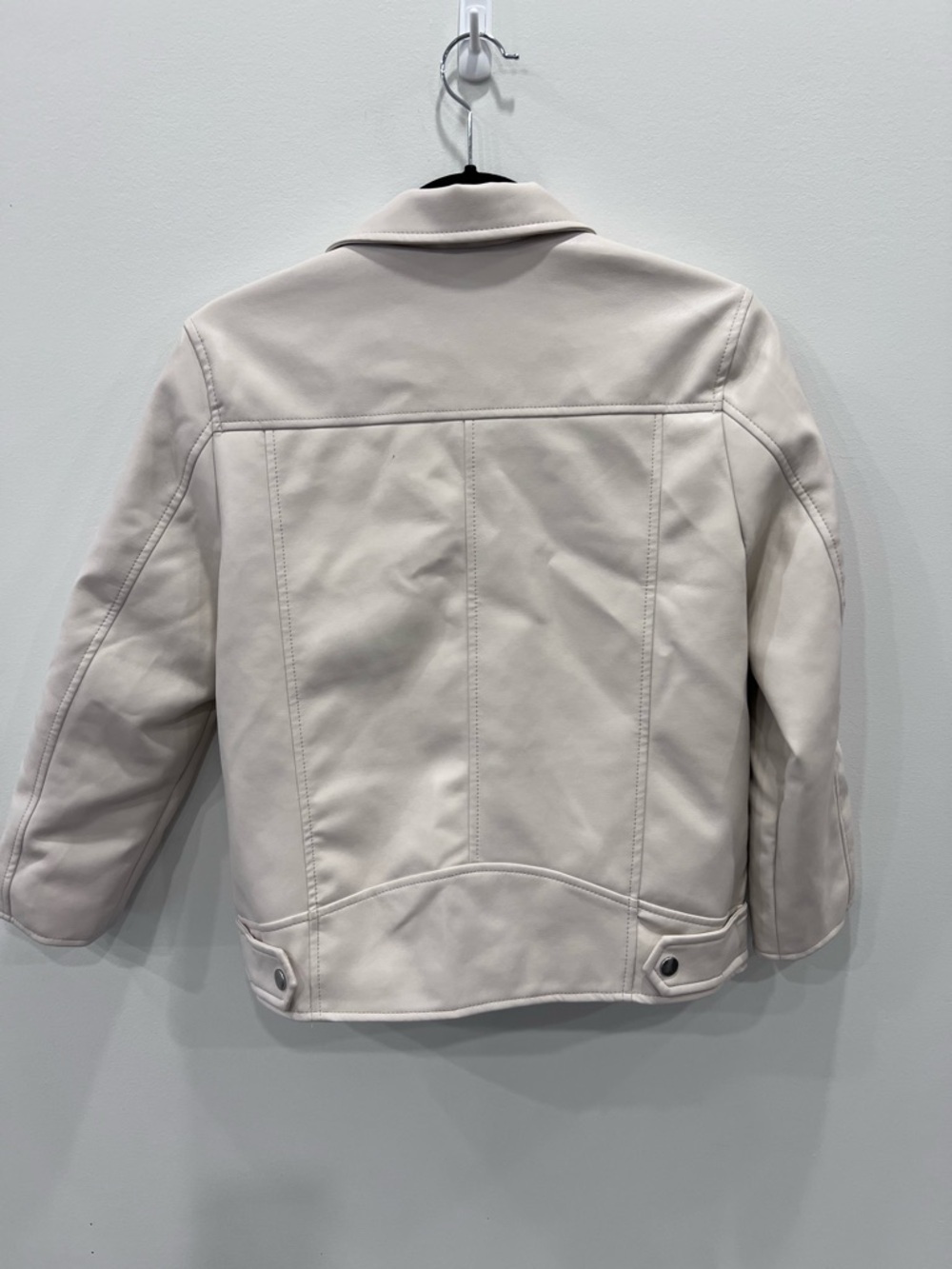 Zara Light Cream Faux Leather Biker Jacket - Picture 5 of 11